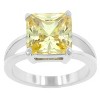 Slickblue 5 Ct. Yellow Solitaire Gypsy Ring for Women – Rhodium Plated, Princess Cut, Size 5-10 - 2 of 4
