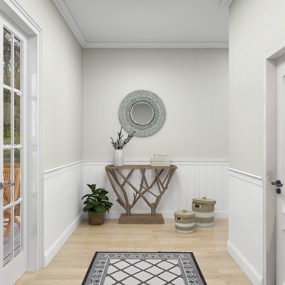 Coastal Charm Full-Length Oval Wood & Shell Wall Mirror