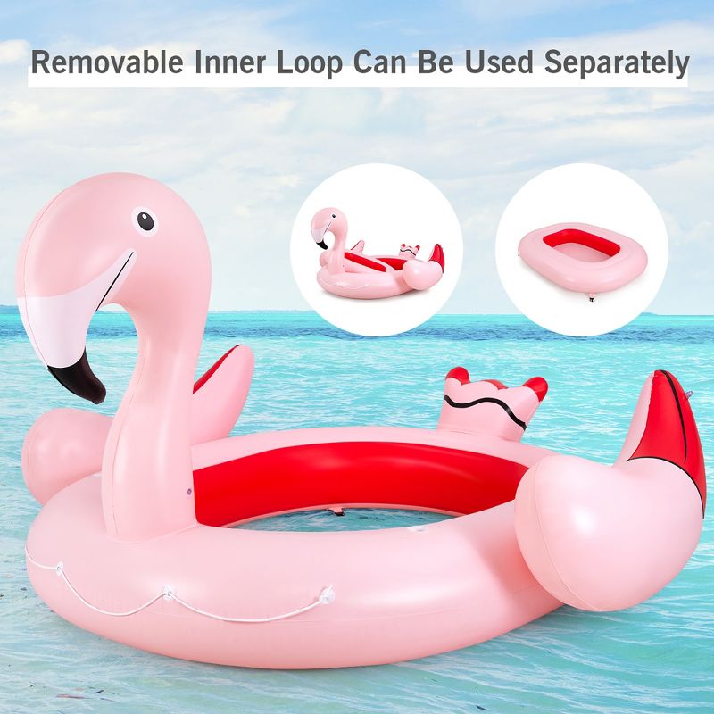 6 People Inflatable Flamingo Floating Island Ideal for Pool, Lake & River, 3 of 11
