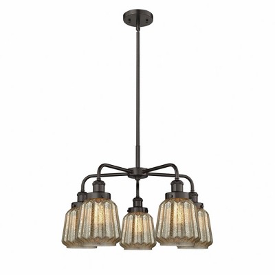 Chatham - 5 Light Stem Hung Chandelier In Art Deco Style-13.5 Inches Tall and 24.5 Inches Wide