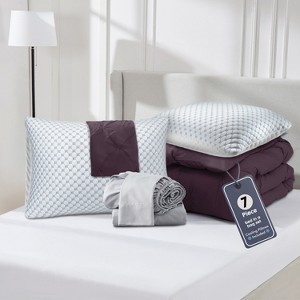 Nestl Comforter Set, 9 Piece Pinch Pleated Bedding Set, Bed in a Bag, All season Bed Set with Cooling Pillows - 1 of 4