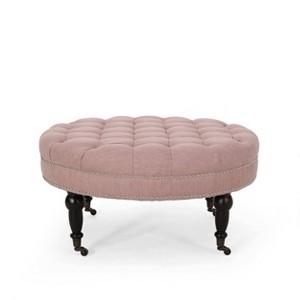 Cimarron Contemporary Round Ottoman with Rolling Casters - Christopher Knight Home - 1 of 4