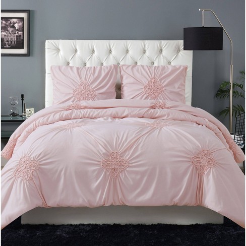 Christian Siriano Georgia Ruched Twin Extra Long Duvet Cover Set