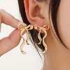 2-Pair Women's Stud Earrings, Gold & Silver-Tone Bow Designs, Modern Style for Women - 2 of 4