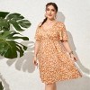 Clearlove Plus Size Dresses for Curvy Women Floral Sleeves Tiered Layers Casual Mini Dress with Pocket - 4 of 4