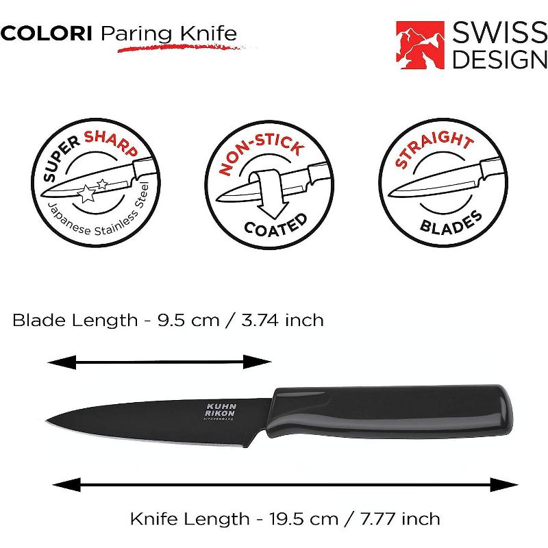 Kuhn Rikon 4-Inch Nonstick Colori Paring Knife Black, 2 of 6