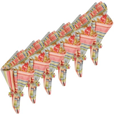 Clara's Multicolor Cotton Reversible 18x18 Napkin Set of 6