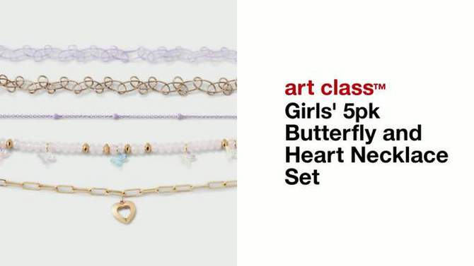 Girls&#39; 5pk Butterfly and Heart Necklace Set - art class&#8482;, 2 of 5, play video