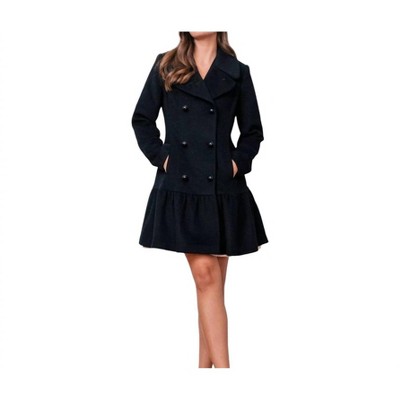 Women's Amanda Ruffle Peplum Hem Double Breasted Coat - Gal Meets Glam