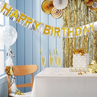 Gold and Silver Happy Birthday Banner - Spritz&#8482;