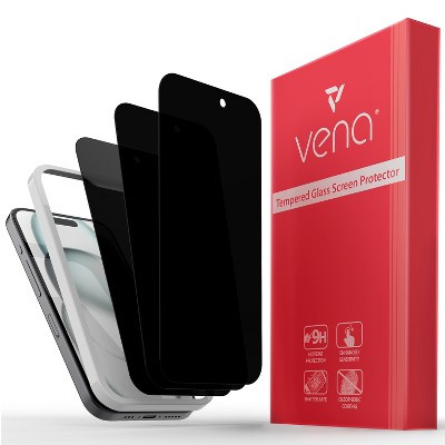 Vena 3 Pack Screen Protector Privacy For iPhone 16, 2.5D 0.3mm Privacy Tempered Glass Screen Protector For iPhone 15