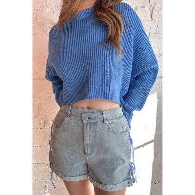 Women's Gingham Detail Denim Short - day + moon