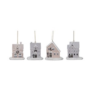 Transpac Resin Nordic Cabin Ornament Set of 4 Christmas Home Decorations - 1 of 1