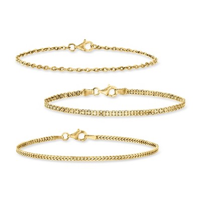 Ross-Simons 18kt Gold Over Sterling Jewelry Set: 3 Link Bracelets