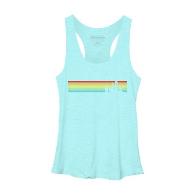Design By Humans Retro Castle Sunset Stripes By Racerback Tank Top