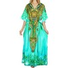 LA LEELA Women's Summer Loungewear Beach Maxi Plus Size Kaftan Casual Long Slit Dress Caftan Swimsuit Coverup for Women One Size Light Teal, Jewel - 2 of 4
