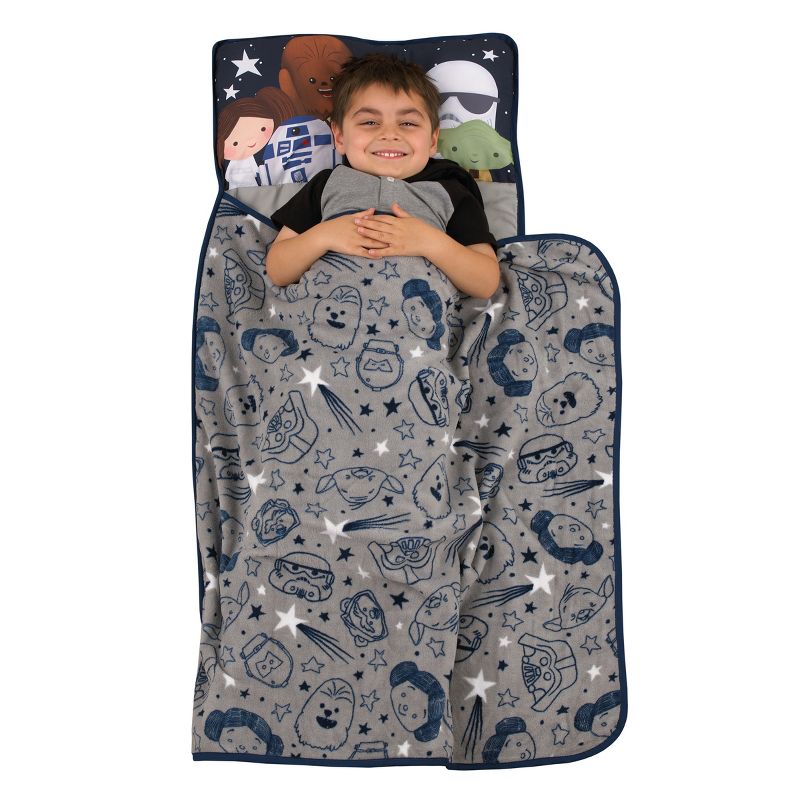 Star Wars Welcome to the Galaxy Navy and Gray Princess Leia, R2-D2, Chewbacca, Yoda, and Darth Vader Toddler Nap Mat, 3 of 10