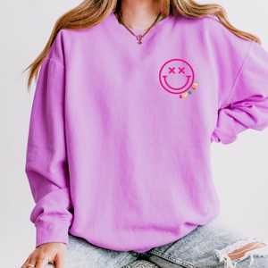 Simply Sage Market S.W.Smiley Simple Wink Bold Lightweight Garment Dyed Sweatshirt - 1 of 4