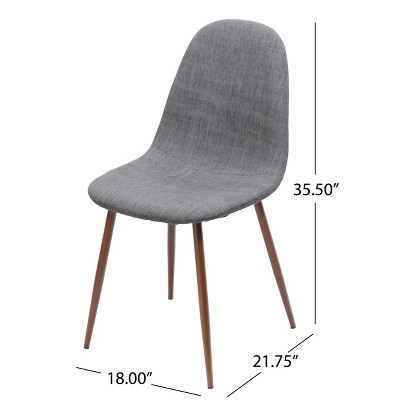Elegant Mid-Century Modern Dining Chairs in Light Grey with Dark Walnut Iron Legs, Set of 2