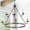 LNC Gartin 6-Light 27" Farmhouse Wagon Wheel Large Chandelier, Matte Black and Antique Brown - 2 of 4