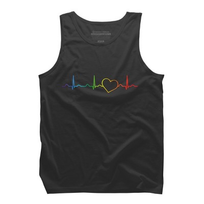 Adult Design By Humans Rainbow Pride Heartbeat By Luckyst Tank Top