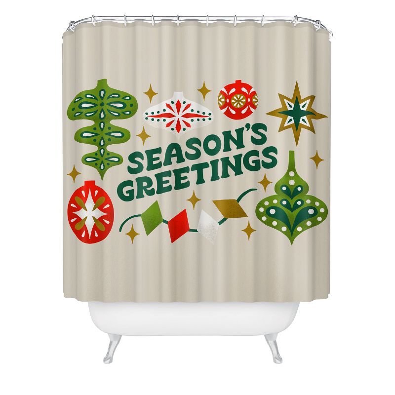 Jessica Molina Seasons Greetings Vintage Ornaments Shower Curtain - Deny Designs, 1 of 4