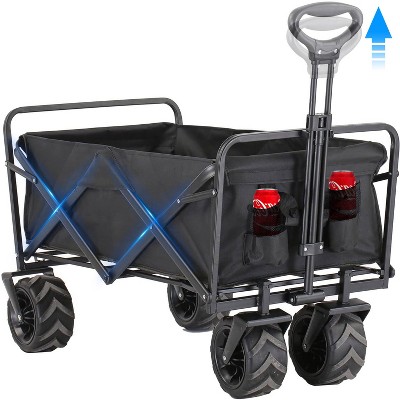 Musment Collapsible Foldable Wagon Cart, 350lbs Large Capacity Folding Wagon Cart with All-Terrain Wheels,Utility with Brakes for Grocery, Garden