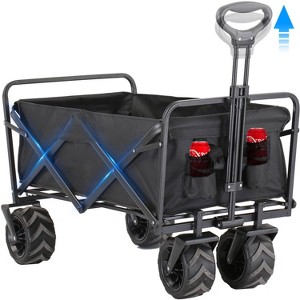Musment Collapsible Foldable Wagon Cart, 350lbs Large Capacity Folding Wagon Cart with All-Terrain Wheels,Utility with Brakes for Grocery, Garden - 1 of 4