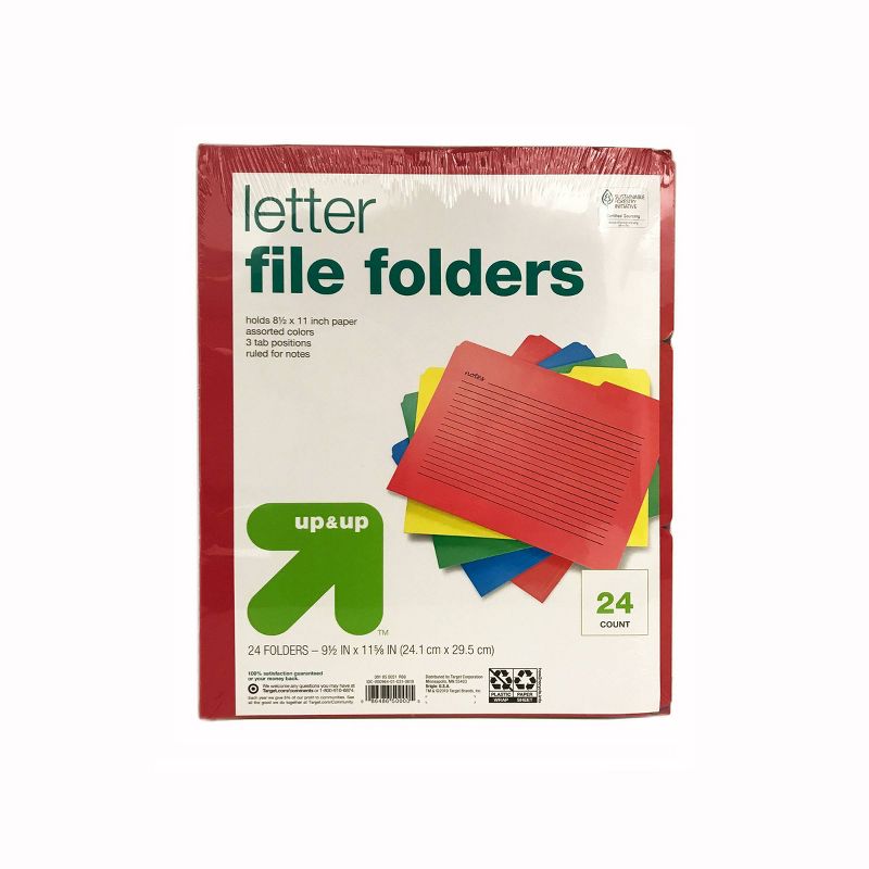 24ct Letter Size File Folders Primary Colors - up &#38; up&#8482;, 1 of 4
