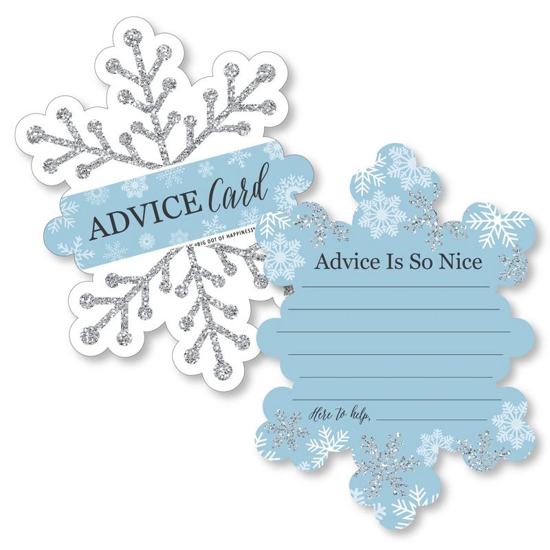 Big Dot of Happiness Winter Wonderland - Wish Card Snowflake Holiday Party and Winter Wedding Activities - Shaped Advice Cards Game - Set of 20, 1 of 6