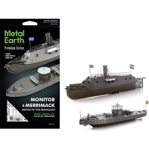 Model Kit  USS Monitor and USS Merrimack Ironclad Warships "Battle of the Ironclads" Steel Model Kit by Metal Earth - 1 of 4