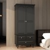 Famapy Wardrobe Closet Dark Black 2 Door 3 Drawer with Tall Legs - 2 of 4