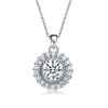 Classy rhodium-plated pendant necklae featuring a rounded cubic zirconia for an elegant timeless touch of sophistication - 2 of 3