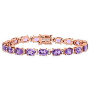 EVERLY JEWELRY | Rose Plated Sterling Silver 14.6 CT TGW Amethyst White Sapphire Bracelet, 7.25-inch - 1 of 4