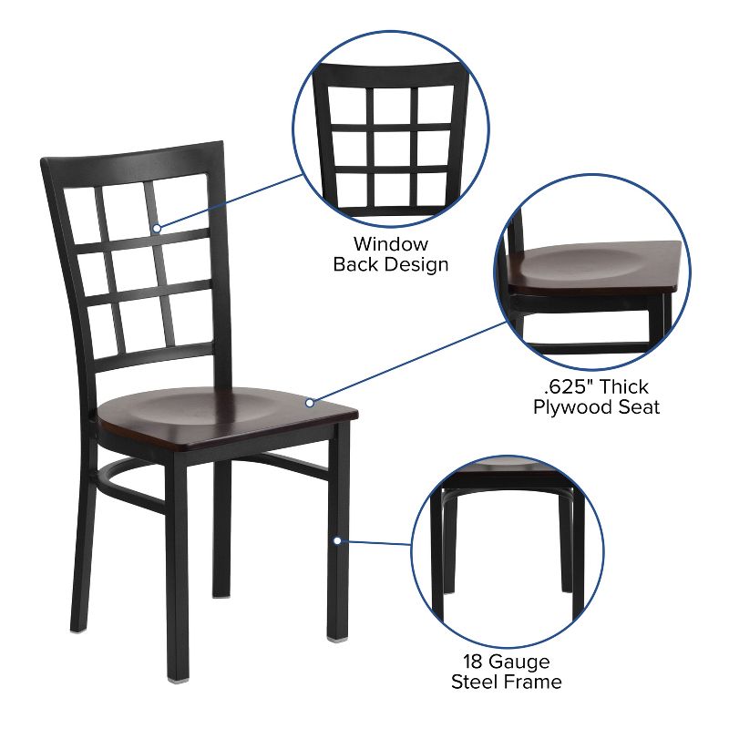 Flash Furniture Black Window Back Metal Restaurant Chair, 4 of 12