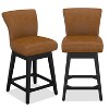 Dyonery Solid Wood Swivel Counter Upholstered Bar Stool 26.8" Height Set of 2 Barstools with Back & Arms for Kitchen Island,Home Bar - 3 of 4