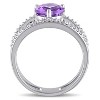 EVERLY JEWELRY | Sterling Silver 1.5 CT TGW Amethyst and Diamond Accent Floating Heart Split Shank Ring - 4 of 4