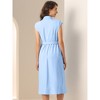 INSPIRE CHIC Women's Sleeveless Collared Button Down Belted Waist Midi Work Dress - 3 of 4