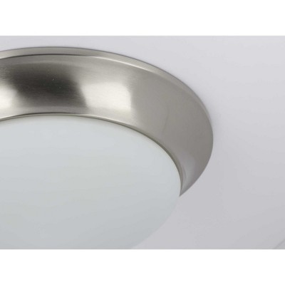 14-Inch Brushed Nickel and Etched Glass Flush Mount Light