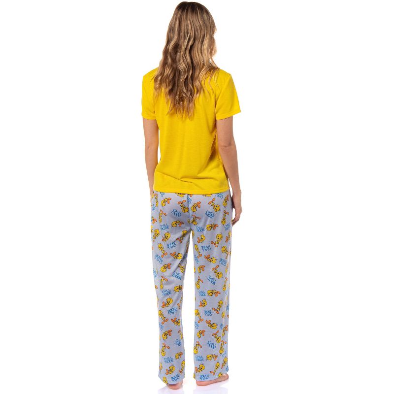 Looney Tunes Women's This Is How I Chill Tossed Tweety Bird Sleep Pajama Set Yellow, 5 of 6