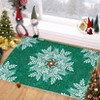 Washable Rug Christmas Rug for Living Room Non-Slip Snowflakes Floor Cover Low Pile  Foldable Green Christmas Rugs - 2 of 4