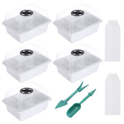 Unique Bargains Plastic Breathable Light-Transmissive Durable Seeding Tray 7.5 x 6 x 4.5 Inch White 8 Packs