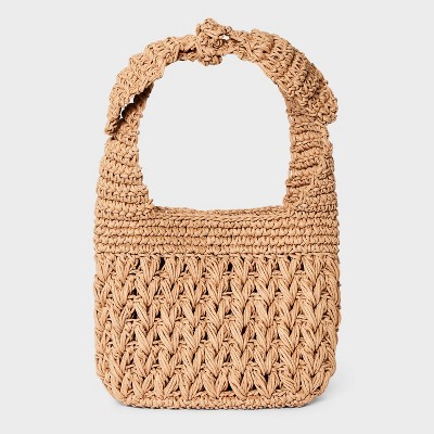 Straw Tie-Top Shoulder Bag - A New Day™ Light Brown