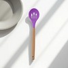 Unique Bargains Spoon Hand Wash Only Wooden Handle Slotted Spoon Silicone Wooden Handle 12.6" 1 Pc - 2 of 4