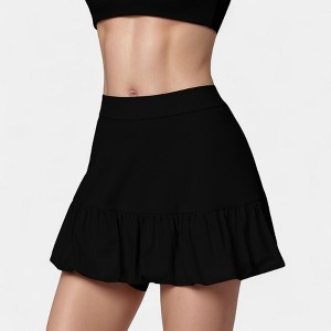 Anna-Kaci Active Women's Ruffle Hem High Waist Skort Built-In Shorts Stretch Waistband Flowy Lightweight Design - 1 of 4