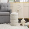 GlasFlength Ottomans and Benches Velvet Storage Ottoman with Wooden Shelving Simple Design for Living Room and Bedroom, White, 17.1"*17.1"*18.9" - 2 of 4