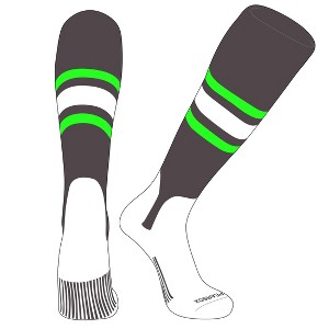 PEAR SOX OTC Baseball Softball Stirrup Socks (B, 5in) Graphite, Neon Green, White - 1 of 3