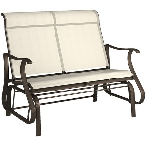 2-Person Outdoor Glider Bench, Patio Glider Loveseat Chair with Powder Coated Steel Frame¨Û2 Seats Porch Rocking Glider for Backyard, Lawn, Garden - 1 of 4