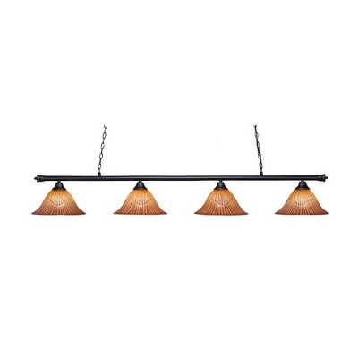 Toltec Lighting Oxford 4 - Light Island Pendant Light in  Matte Black with 14" Tiger Shade