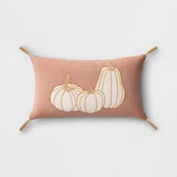 Applique Pumpkin Lumbar Throw Pillow Clay/Cream - Threshold™